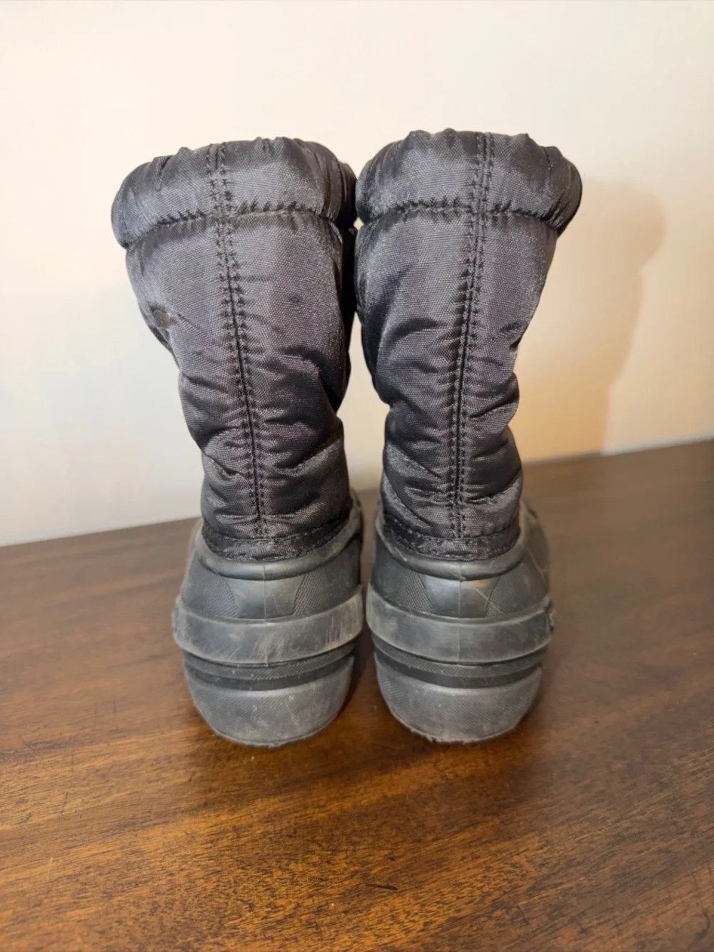 Sorel Cub Black Insulated Drawstring Winter Snow Rain Boots Kids Sz 12